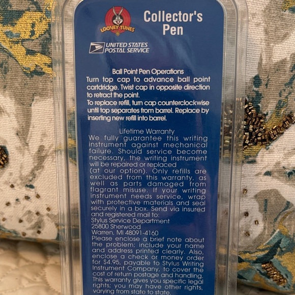 Looney Tunes Collector's Ball Point Pen by USPS Tasmanian Devil Lifetime Warra - Picture 4 of 4